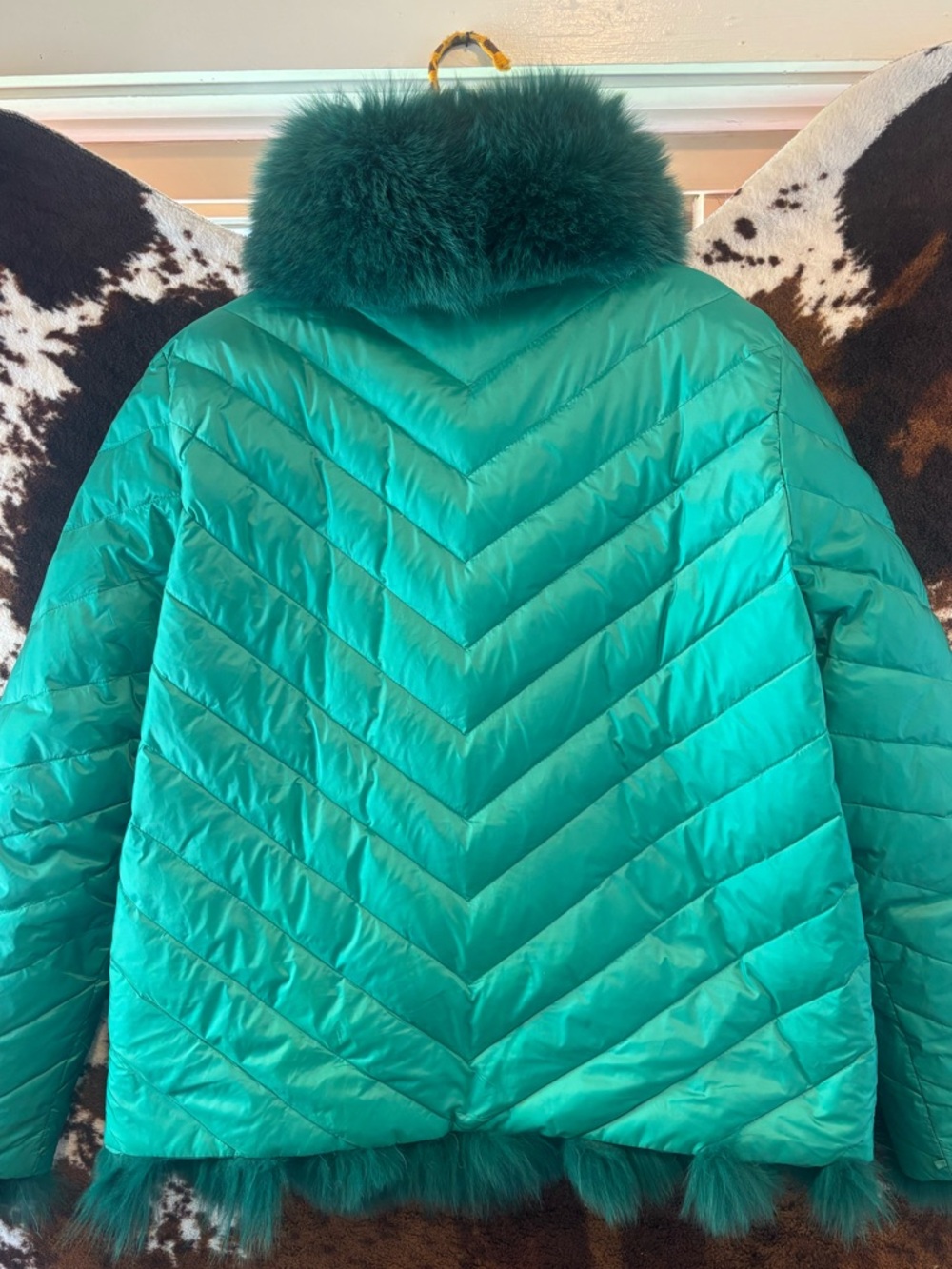 Genuine FOX emerald green reversible coat - Picture 4 of 6